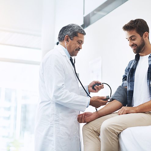 Man getting checkup at his doctor’s office